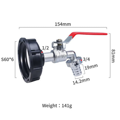 Durable IBC Tank Tap Adapter S60*6 Coarse Thread to 1/2'' 3/4'' Connector Replacement Valve Garden Home Valve Fitting Faucet Leedoar