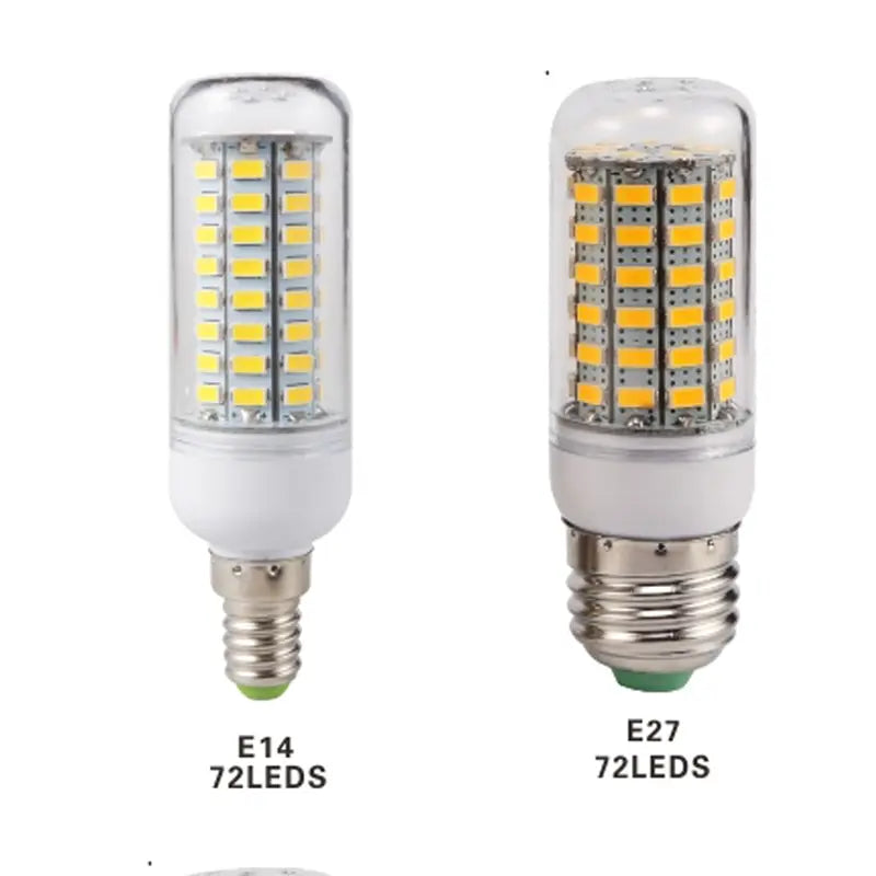 E27 Screw LED Corn Super Bright Light Bulb 72LEDs 5730SMD Light Bulb 220V Fixture Home Chandelier Candle Light Bulb Set 6000K Leedoar