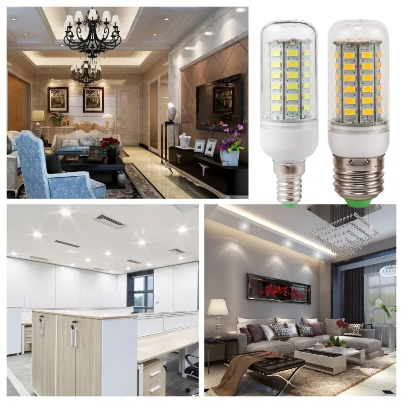 E27 Screw LED Corn Super Bright Light Bulb 72LEDs 5730SMD Light Bulb 220V Fixture Home Chandelier Candle Light Bulb Set 6000K Leedoar