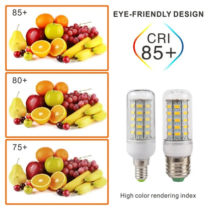 E27 Screw LED Corn Super Bright Light Bulb 72LEDs 5730SMD Light Bulb 220V Fixture Home Chandelier Candle Light Bulb Set 6000K Leedoar