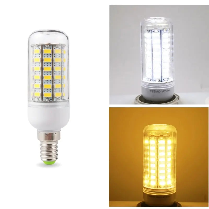 E27 Screw LED Corn Super Bright Light Bulb 72LEDs 5730SMD Light Bulb 220V Fixture Home Chandelier Candle Light Bulb Set 6000K Leedoar