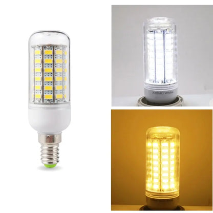 E27 Screw LED Corn Super Bright Light Bulb 72LEDs 5730SMD Light Bulb 220V Fixture Home Chandelier Candle Light Bulb Set 6000K Leedoar
