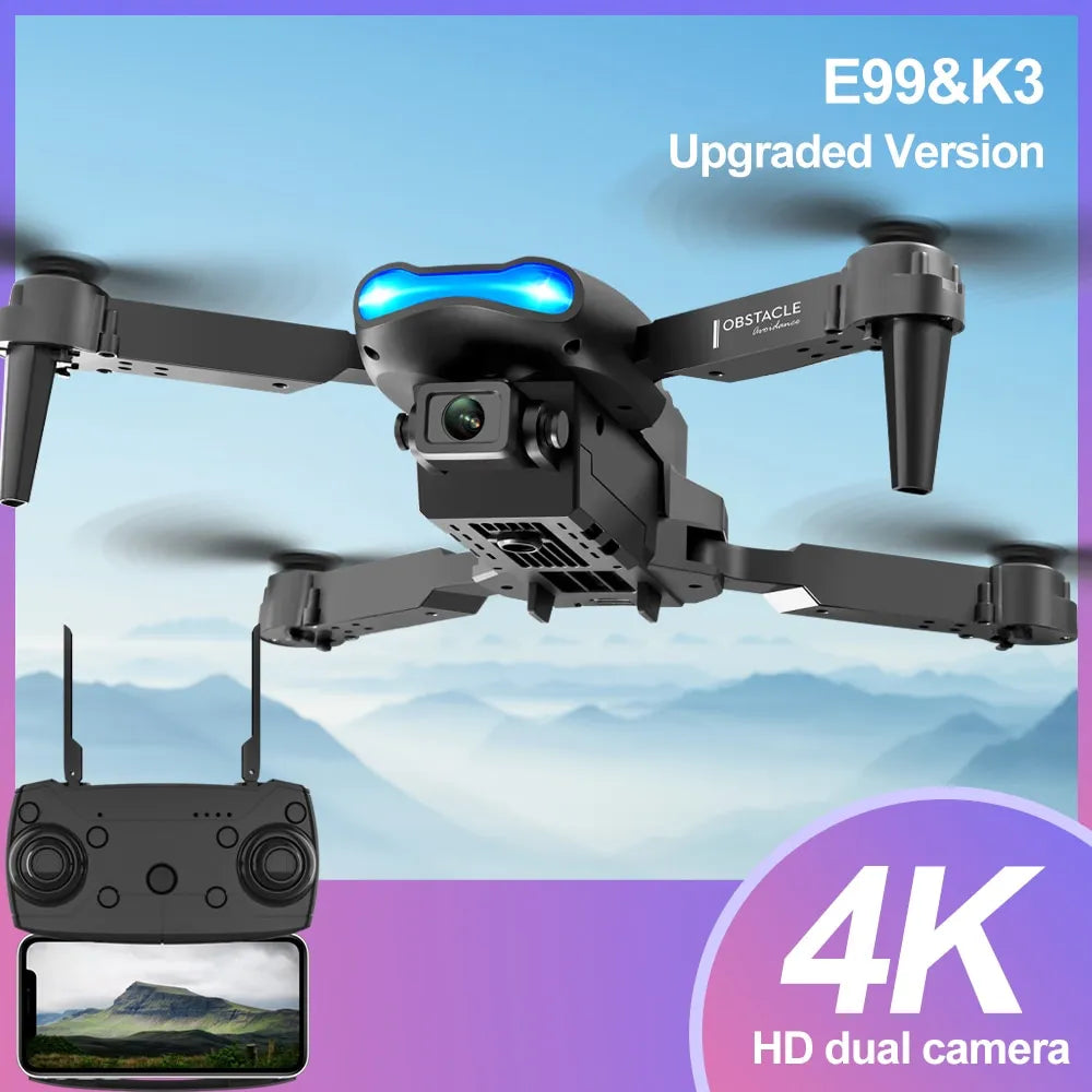 E99 K3 Pro HD 4k Drone Camera High Hold Mode Foldable Mini RC WIFI Aerial Photography Quadcopter Toys Helicopter Leedoar