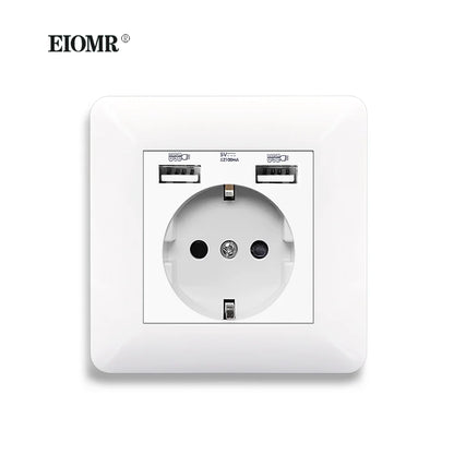 EIOMR-toma de corriente USB de pared, toma de corriente eléctrica de 5V, 2.1A, 16A, doble puerto USB, IOS, teléfono Android, puerto de carga 