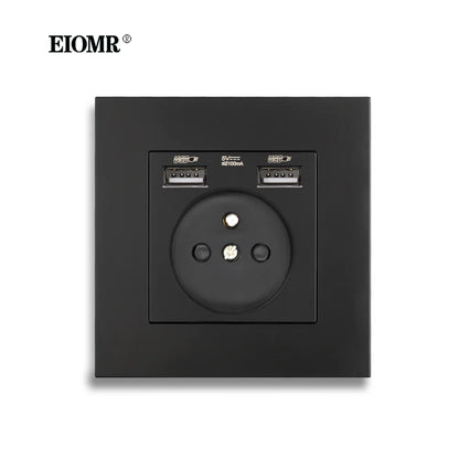 EIOMR-toma de corriente USB de pared, toma de corriente eléctrica de 5V, 2.1A, 16A, doble puerto USB, IOS, teléfono Android, puerto de carga 