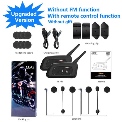 EJEAS V6 PRO+ Bluetooth Motorcycle Helmet Intercom Headset with 1200M BT Interphone Communicator for 6 Riders Waterproof Leedoar