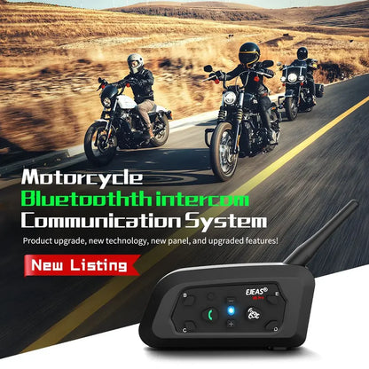 EJEAS V6 PRO+ Bluetooth Motorcycle Helmet Intercom Headset with 1200M BT Interphone Communicator for 6 Riders Waterproof Leedoar