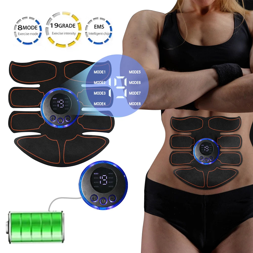 EMS Abdominal Muscle Stimulator Fitness ABS Training Patches Muscle Exercise Instrument Body Slimming Massager USB Charging Leedoar