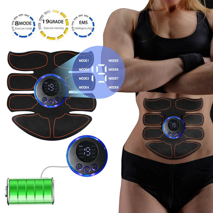 EMS Abdominal Muscle Stimulator Fitness ABS Training Patches Muscle Exercise Instrument Body Slimming Massager USB Charging Leedoar