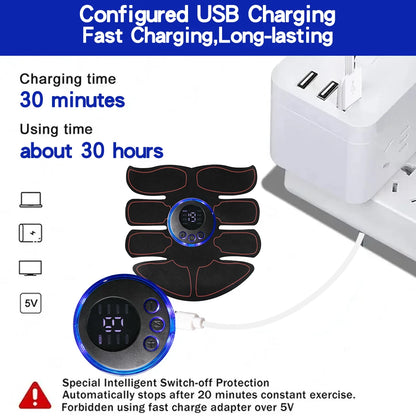 EMS Abdominal Muscle Stimulator Fitness ABS Training Patches Muscle Exercise Instrument Body Slimming Massager USB Charging Leedoar