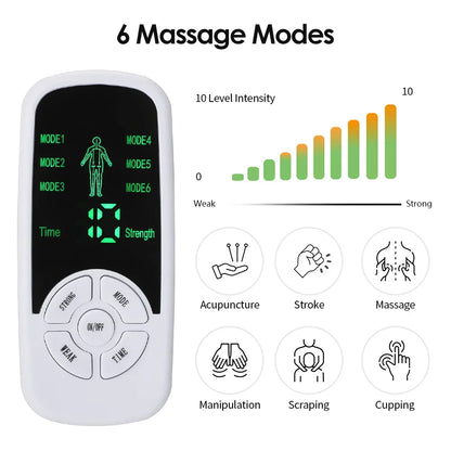 Estimulador muscular eléctrico EMS con 6 modos, máquina Tens Unit, fisioterapia meridiana, masajeador abdominal, de próstata y corporal 