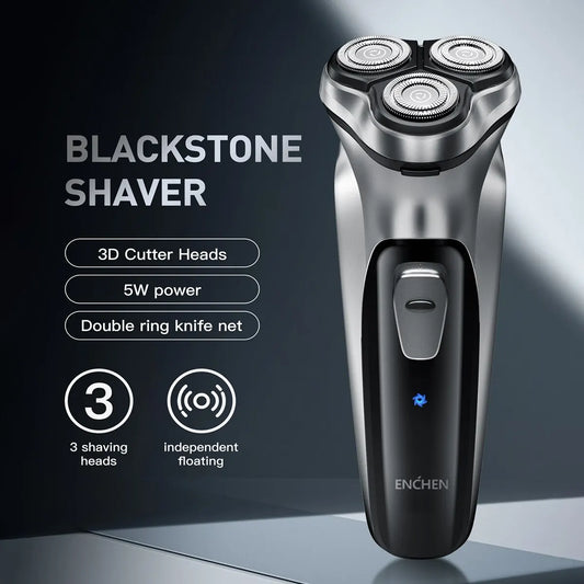 Afeitadora eléctrica rotativa ENCHEN Blackstone para hombres, cuchilla flotante 3D, lavable, tipo C, recargable por USB, máquina para afeitar barba 