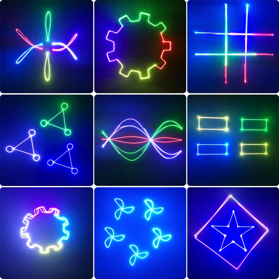 ESHINY APP 2W/3W/5W RGB Laser Beam Animation Patterns DJ Dance Bar Disco Light Projector DMX ILDA Stage Effect Lamp Show G16N6