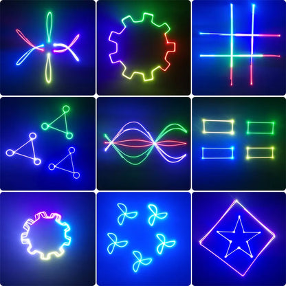 ESHINY APP 2W/3W/5W RGB Laser Beam Animation Patterns DJ Dance Bar Disco Light Projector DMX ILDA Stage Effect Lamp Show G16N6