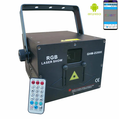 ESHINY APP 2W/3W/5W RGB Laser Beam Animation Patterns DJ Dance Bar Disco Light Projector DMX ILDA Stage Effect Lamp Show G16N6