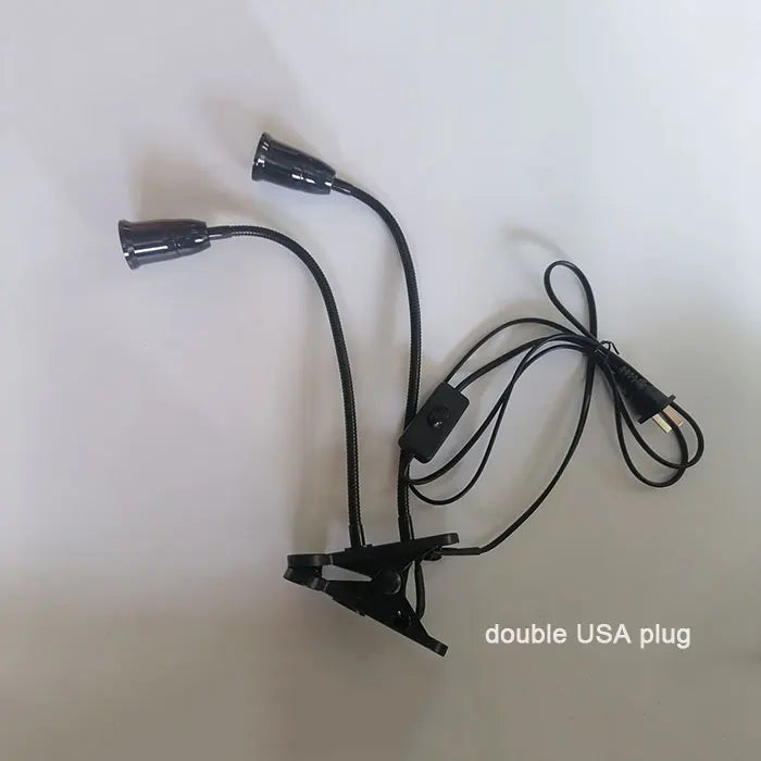 EU EUA Plug 360 graus Suporte de lâmpada de mesa flexível E27 Base soquete de luz Gooseneck Clip-On Cabo com interruptor liga/desliga para planta doméstica 