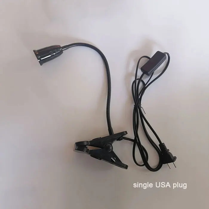 EU EUA Plug 360 graus Suporte de lâmpada de mesa flexível E27 Base soquete de luz Gooseneck Clip-On Cabo com interruptor liga/desliga para planta doméstica 