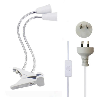 EU EUA Plug 360 graus Suporte de lâmpada de mesa flexível E27 Base soquete de luz Gooseneck Clip-On Cabo com interruptor liga/desliga para planta doméstica 