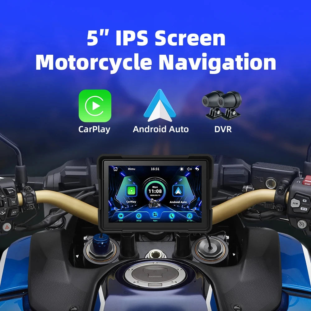 EVKEY MTC13 Navigation Motorcycle Waterproof Apple Carplay Display Screen Portable Motorcycle Wireless Android Auto Monitor Leedoar