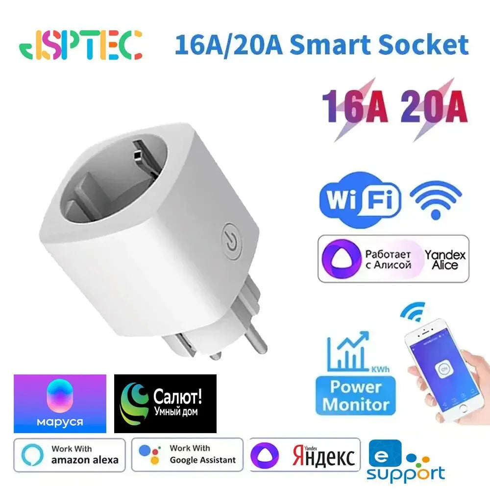 EWeLink EU Smart Socket WiFi Smart Plug With Power Monitoring Timing Voice Control Yandex Alice Маруся Alexa Google Assita Leedoar