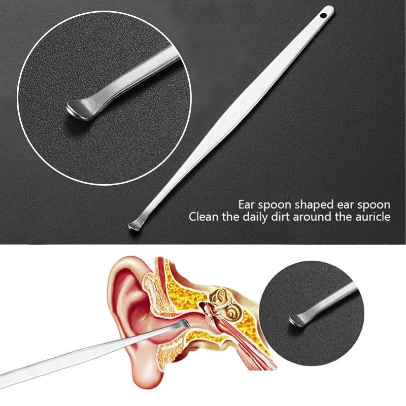 Ear Wax Remover Cleaning Kit Pickers Earwax Cleaner Curette Spoon Care Removal Tool for Baby Adults Ear Care Sets 6-7Pcs Leedoar