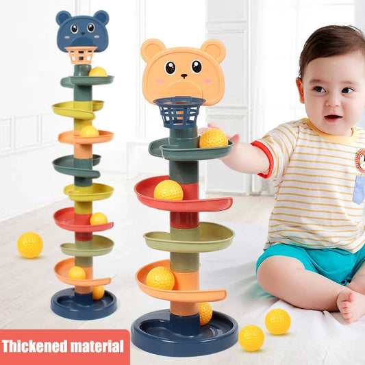 Early education baby toys sliding rolling ball stack tower stacking puzzle rotating track toddler gift Leedoar