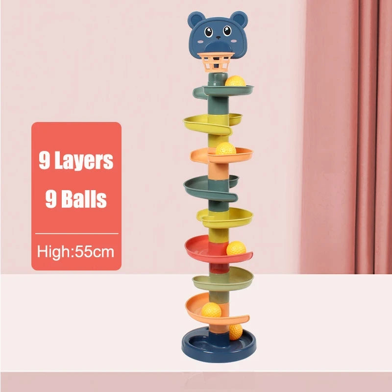 Early education baby toys sliding rolling ball stack tower stacking puzzle rotating track toddler gift Leedoar