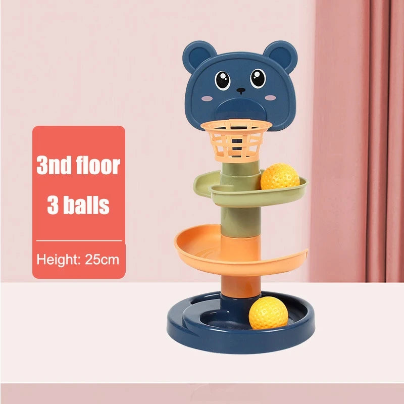 Early education baby toys sliding rolling ball stack tower stacking puzzle rotating track toddler gift Leedoar