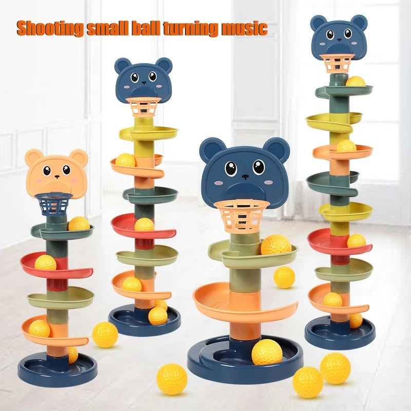 Early education baby toys sliding rolling ball stack tower stacking puzzle rotating track toddler gift Leedoar