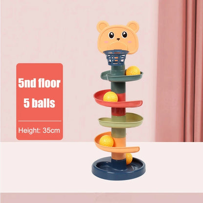 Early education baby toys sliding rolling ball stack tower stacking puzzle rotating track toddler gift Leedoar