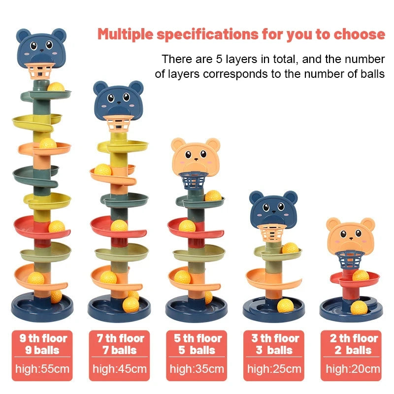 Early education baby toys sliding rolling ball stack tower stacking puzzle rotating track toddler gift Leedoar