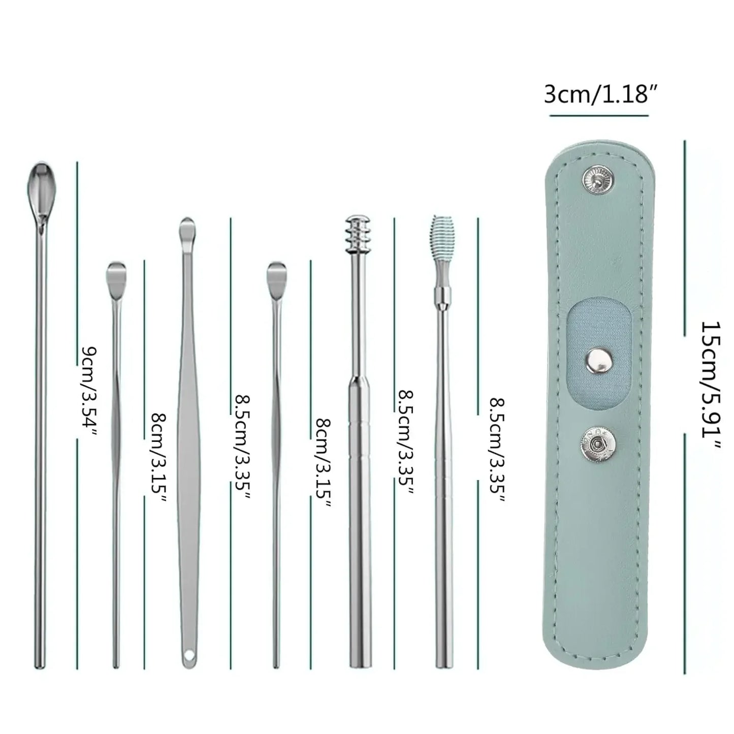 Earspoon Six-piece Ear-picking Tool Stainless Steel Ear-picking Spoon Leather Bag Ear-cleaning Spoon Easy to Carry at Home Leedoar