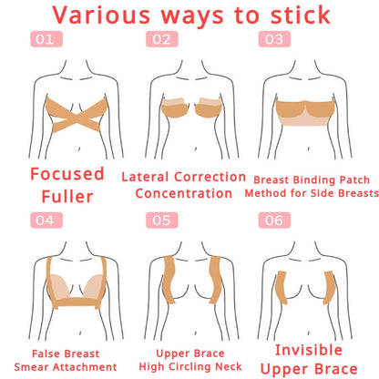 Cinta elástica para levantar los senos, tono de piel invisible, transpirable, sin marcas, antiflacidez, leche recolectada 