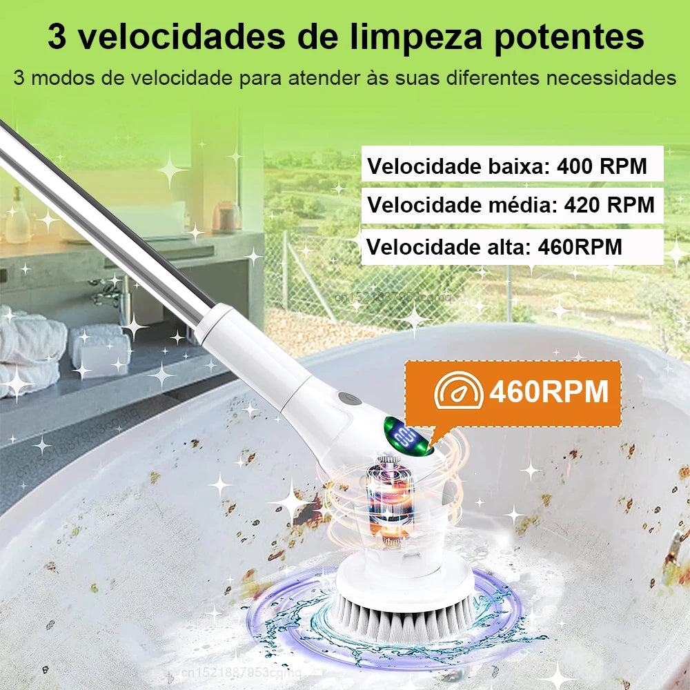 Escova de limpeza elétrica 8 em 1 multifuncional doméstica sem fio escova de limpeza rotativa para banheiro cozinha janelas vaso sanitário