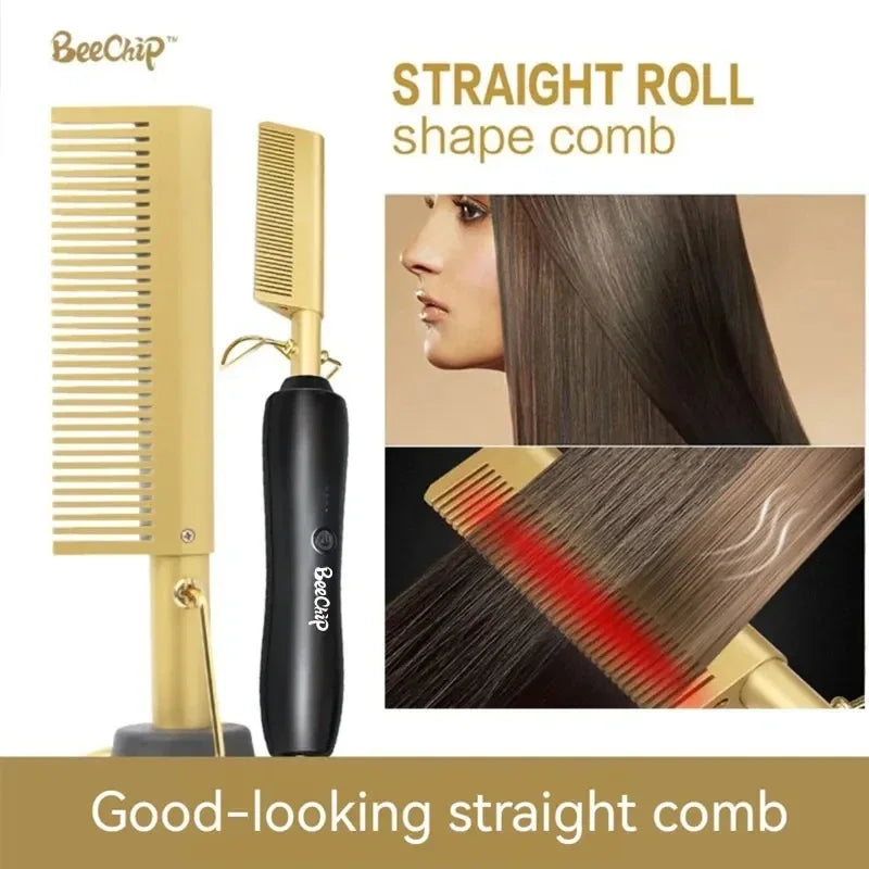 Electric Curling Iron Massage Comb For Long Curly Hair Haircutting Comb For Women Home Use Durable Curling Comb Fluffy Combs Leedoar