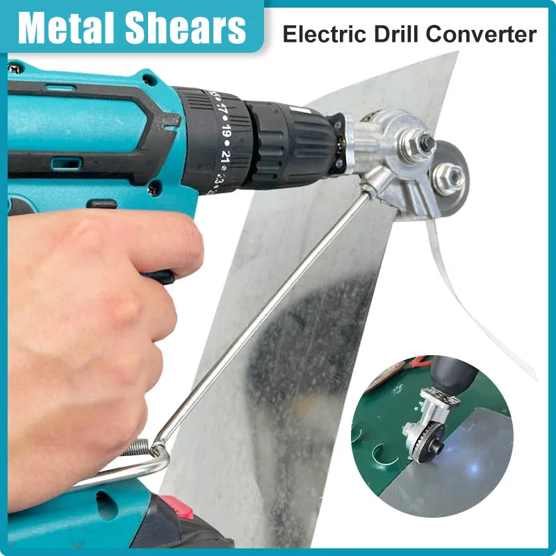 Electric Drill Convert Shears Plate Cutter Metal Sheet Cutter Tool Free Cutting Tool Nibbler Sheet Metal Cut Electric Scissor Leedoar