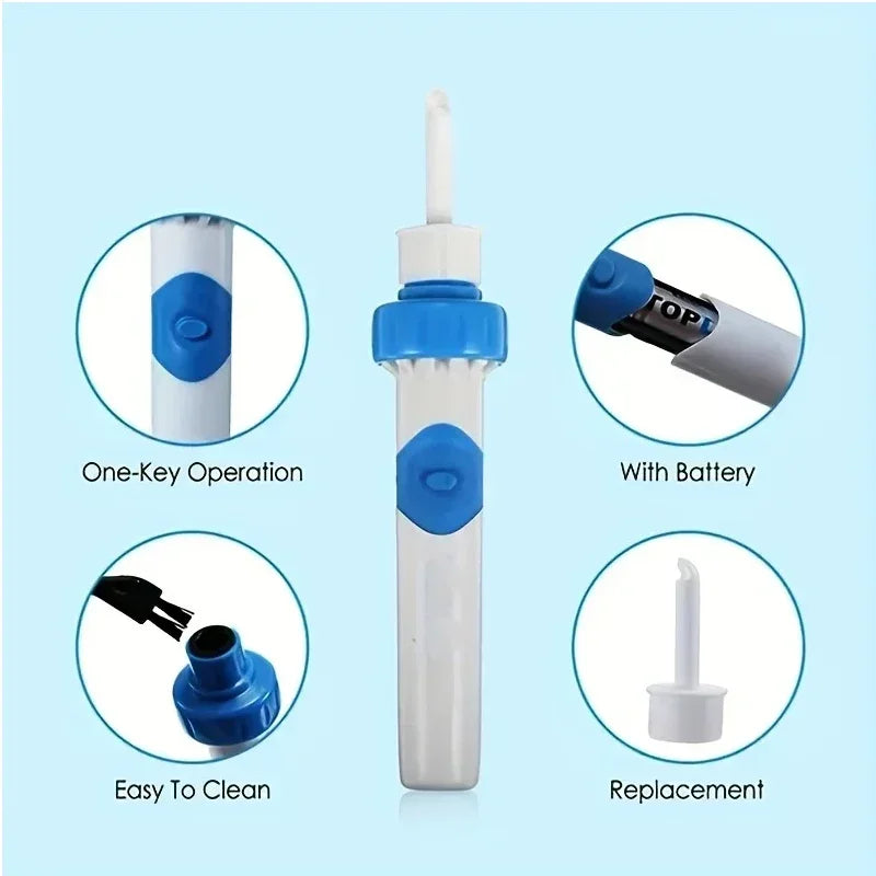 Electric Ear Pick Cleaning Painless Ear Extraction-Ear Wax Remover Cordless Safe Vibration Suction Spoon Adults Child Leedoar