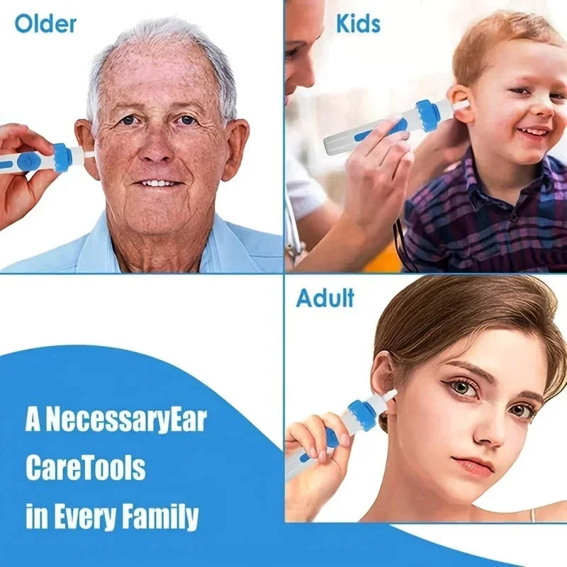 Electric Ear Pick Cleaning Painless Ear Extraction-Ear Wax Remover Cordless Safe Vibration Suction Spoon Adults Child Leedoar