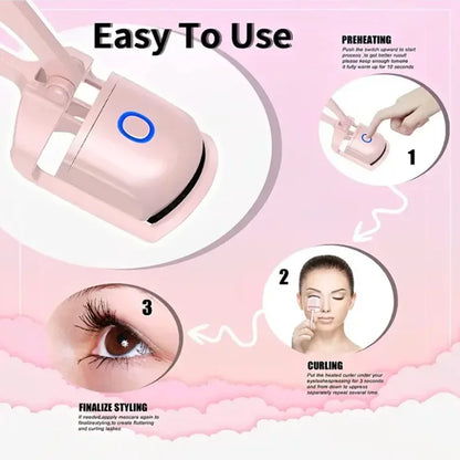 Electric Eyelash Curler USB Charging Model Fast Heating Portable Eye Lash Perm Shaping and Lasting Curling Thermal Eyelash Clip Leedoar