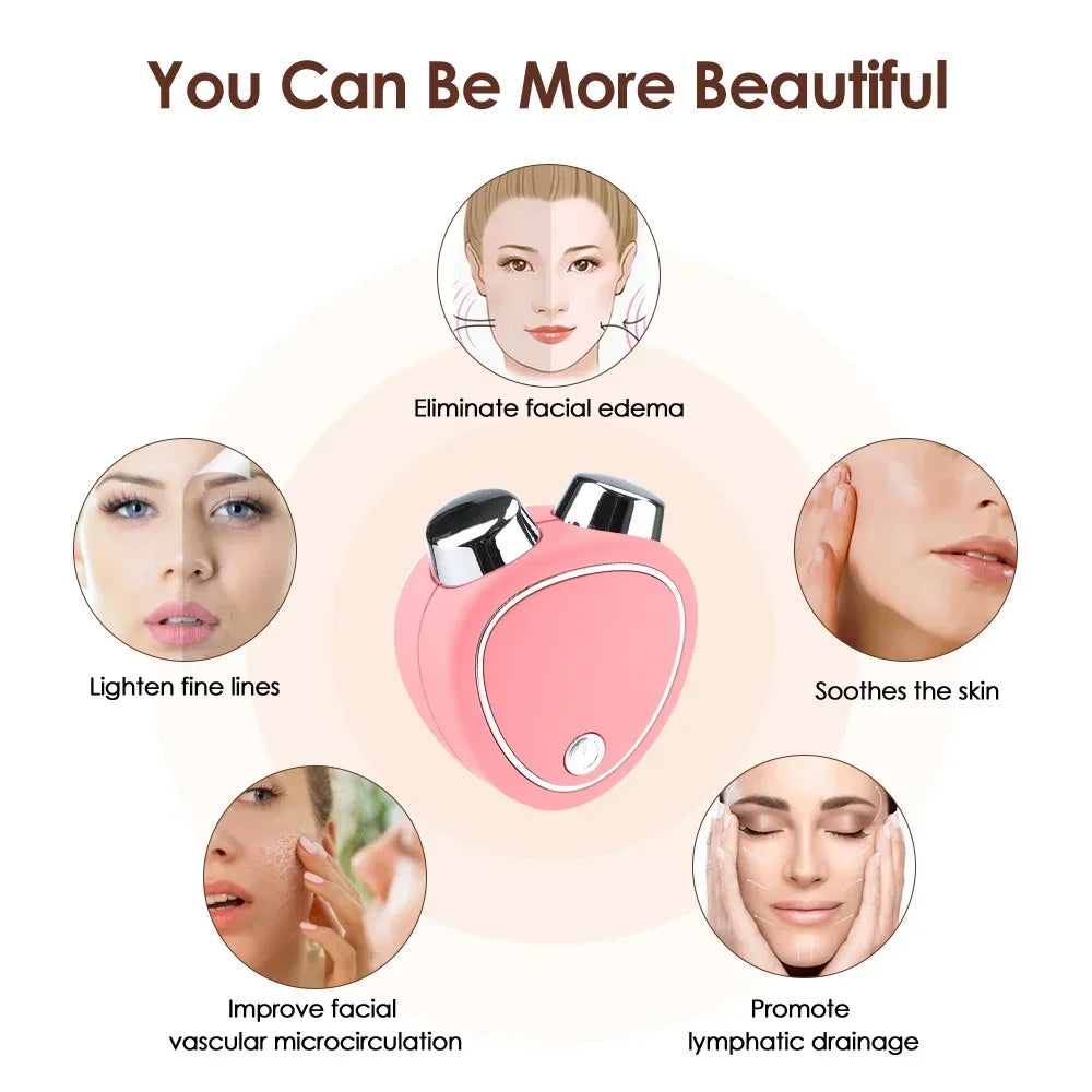 Electric Face Lift Massage Roller EMS Microcurrent Sonic Vibration Facial Lifting Device Skin Tighten Massage Beauty Care Tool Leedoar