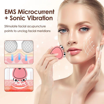 Electric Face Lift Massage Roller EMS Microcurrent Sonic Vibration Facial Lifting Device Skin Tighten Massage Beauty Care Tool Leedoar