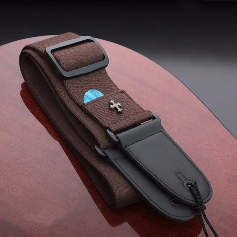 Correa de guitarra eléctrica Correas de cinturón para guitarra acústica folk Correas de guitarra con personalidad cruzada vintage Accesorios para guitarra con púa 