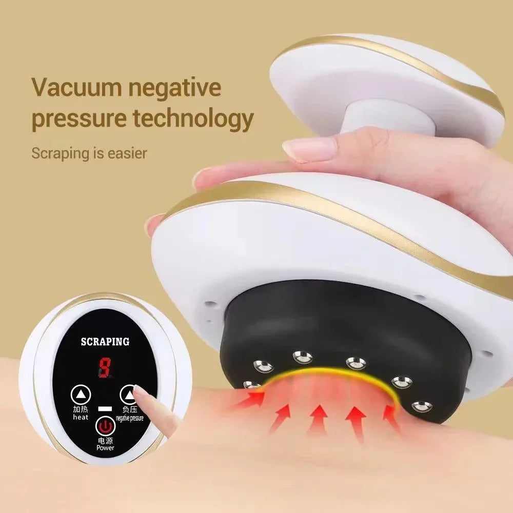 Electric Massage Scraping Body Massage Smart Electric Vacuum Cupping Heating Suction Cup Device Back Neck Arm Massger Leedoar