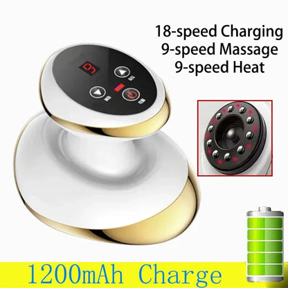 Electric Massage Scraping Body Massage Smart Electric Vacuum Cupping Heating Suction Cup Device Back Neck Arm Massger Leedoar