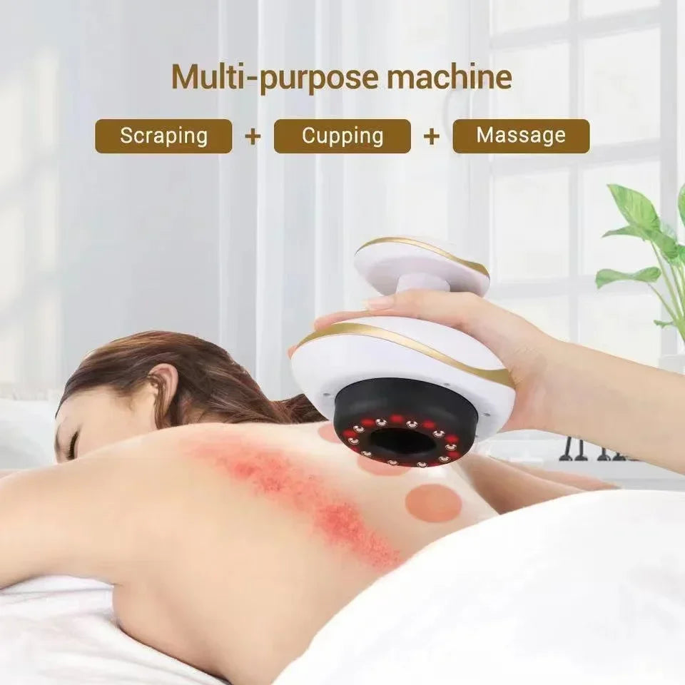 Electric Massage Scraping Body Massage Smart Electric Vacuum Cupping Heating Suction Cup Device Back Neck Arm Massger Leedoar