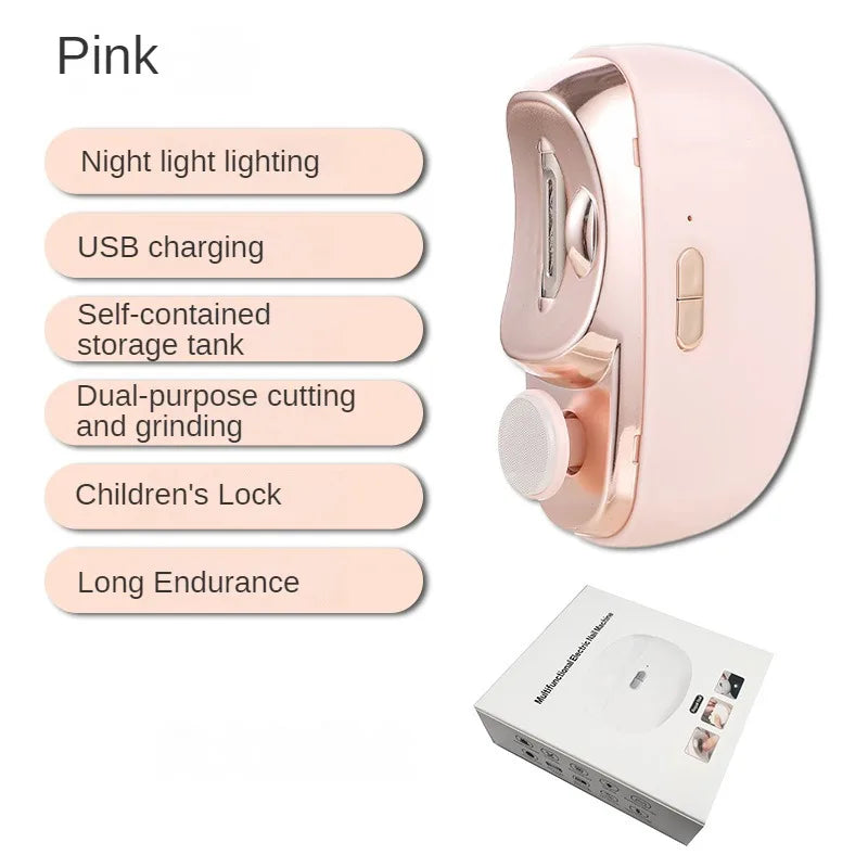 Electric Nail Clipper Grinding and Polishing 2 in 1 Multifunctional Portable Automatic Nail Grinder Electric Manicure Tool Leedoar