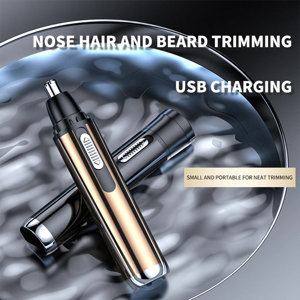 Electric Nose Ear Hair Trimmer USB Charging Handy Detachable Washable Man Clippers Remover with Cleaning Brush Blue