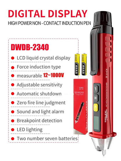 Electric Pen High-Precision Induced Electric Tester Pen Electroprobe Screwdriver Probe Light Voltage Tester Detector Test Pen Leedoar