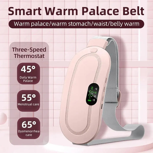 Electric Period Cramp Massager Vibrating Heating Belt for Menstrual Colic Relief Pain Waist Stomach Abdominal Warm Palace Belt Leedoar