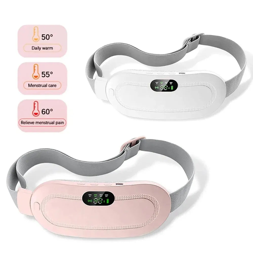 Electric Period Cramp Massager Vibrating Heating Belt for Menstrual Colic Relief Pain Waist Stomach Abdominal Warm Palace Belt Leedoar